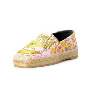 Versace Women's Pink & Gold Barocco Floral Print Espadrilles Flats Shoes